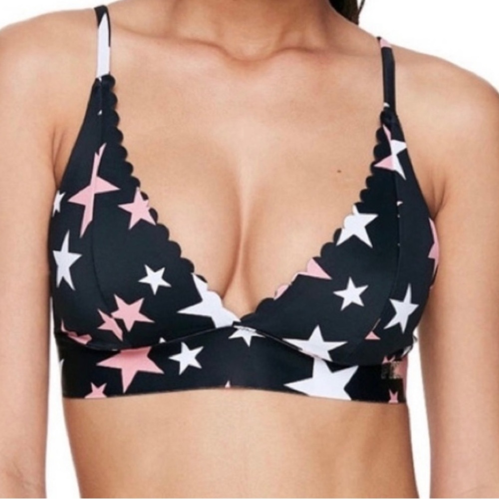 PINK by Victoria Secret Star Design Bonded Scalloped Edge Bralette NWOT Size L